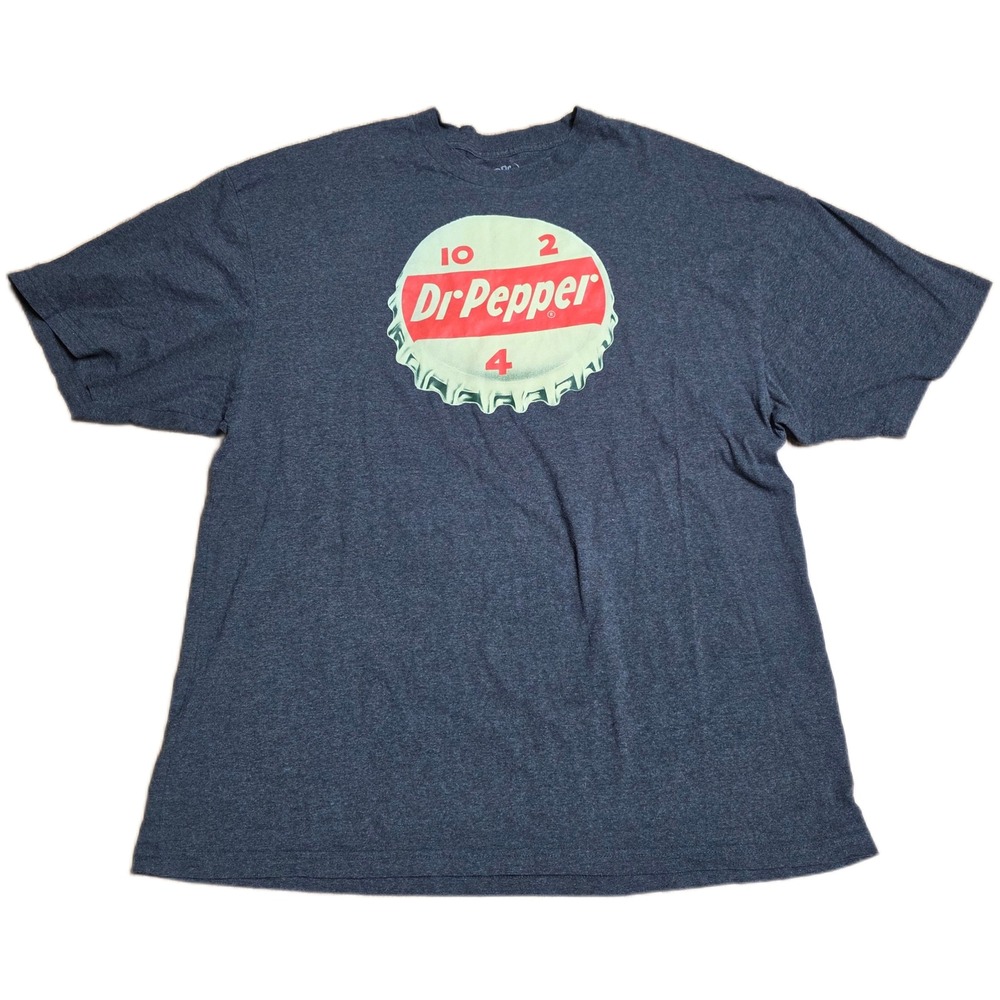 Dr Pepper Graphic Soda Pop Bottle Cap T Shirt Men's Size 3XLT Gray Vintage Retro